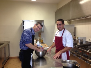 Bob and Jimmy working the pastry dough.